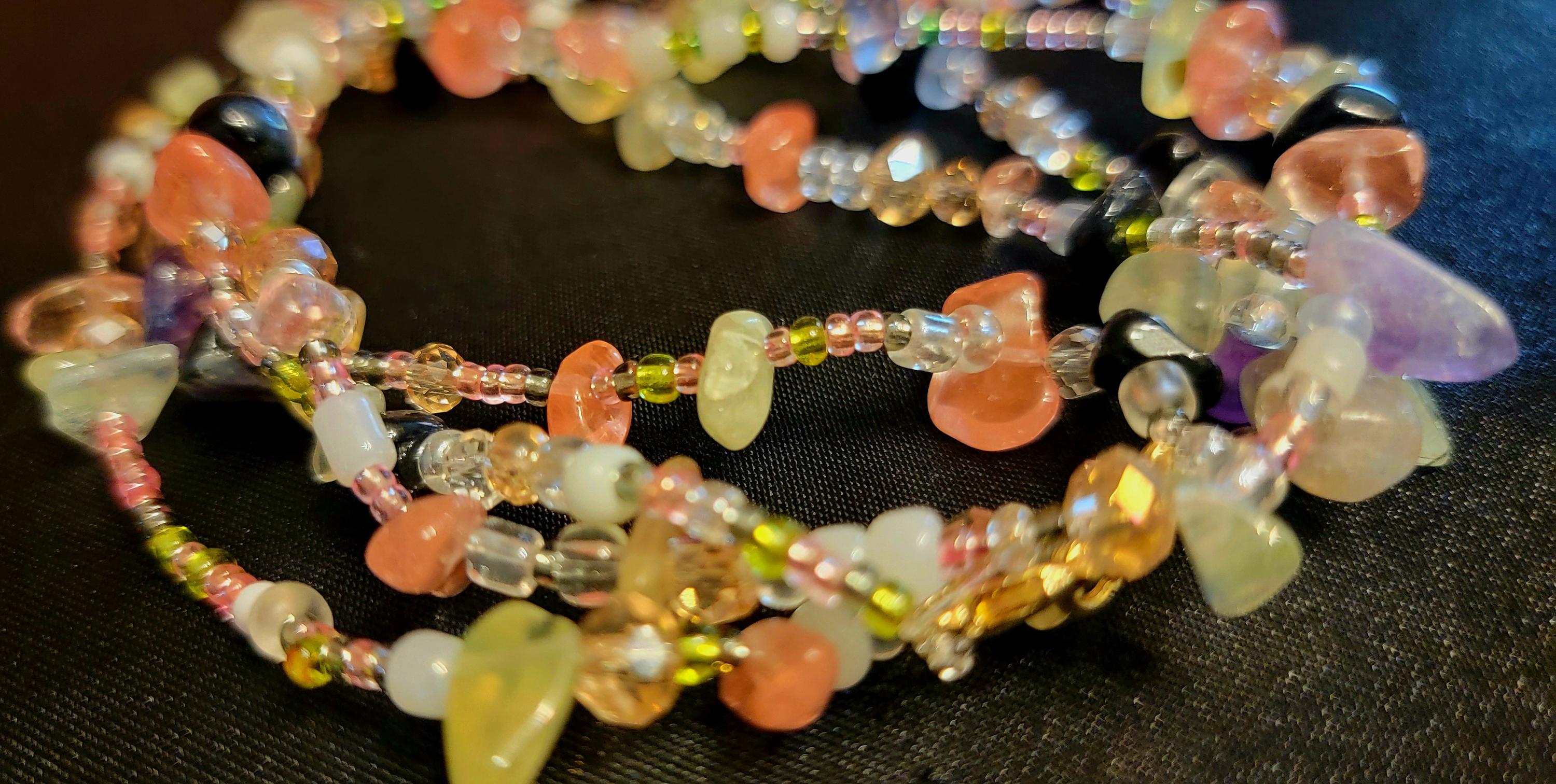 Waist Beads – Black Agate, Cherry Quartz, Prehnite Handbeaded