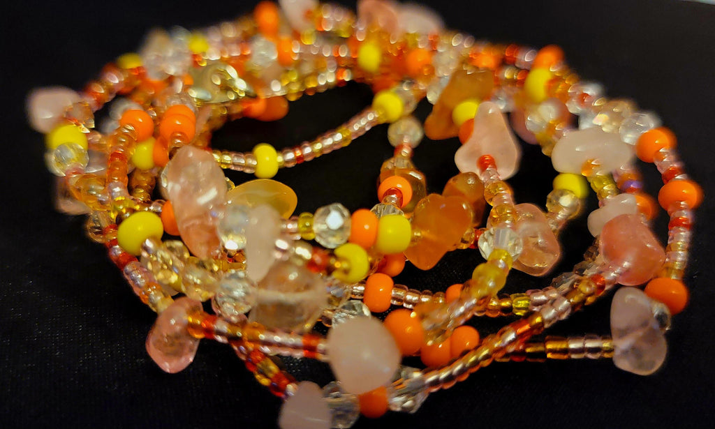 Waist Beads – Orange, Yellow, Pink, Red, Rose & Cherry Quartz Jewelry