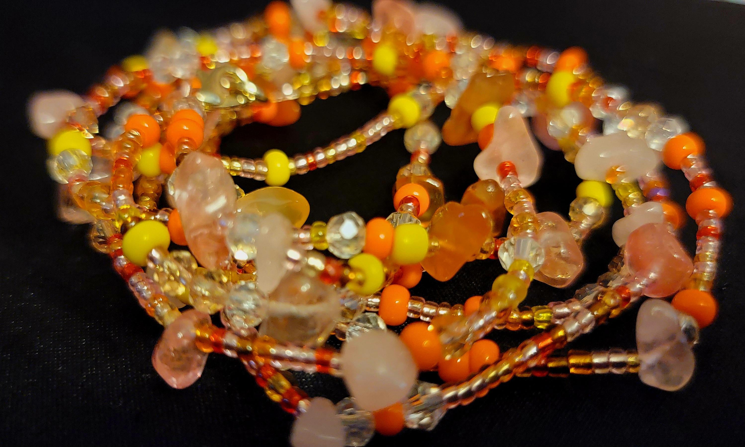 Waist Beads – Orange, Yellow, Pink, Red, Rose & Cherry Quartz Jewelry