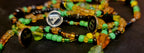 Hand Beaded Waist Beads – Green, Black, Gold, Initial Charms
