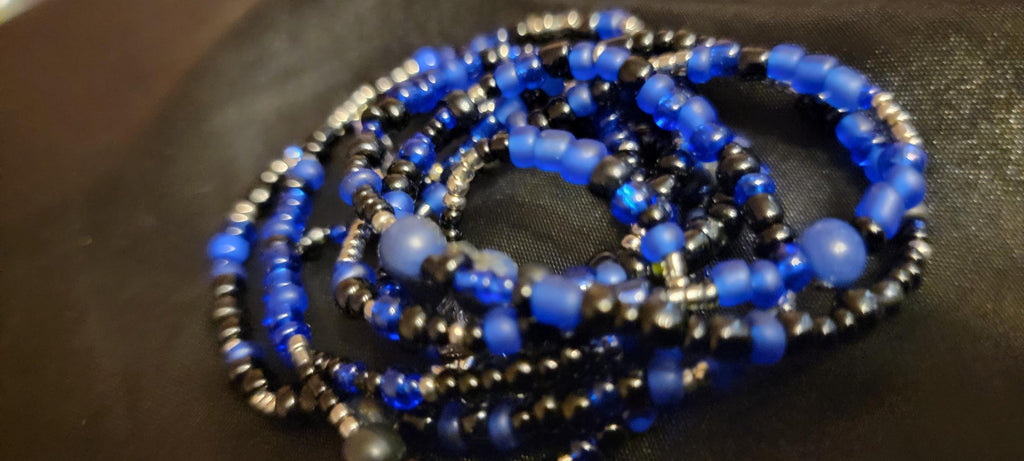 Waist Beads: Black Blue Elastic Cord