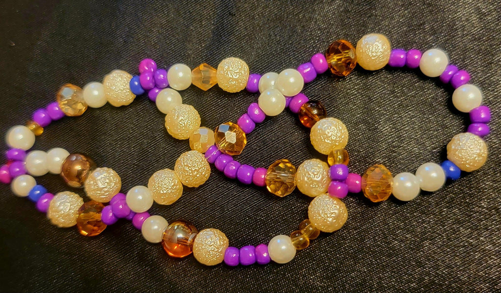 Waist Beads - Hand Beaded Purple Crystal Pearl