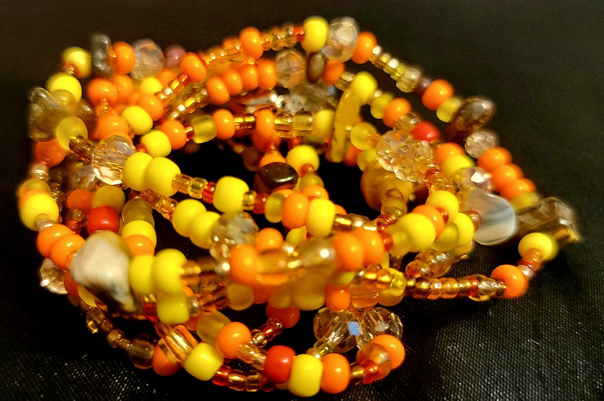 Waist Beads & Anklet Orange Yellow Tiger Eye Mookaite Jasper Hand Beaded