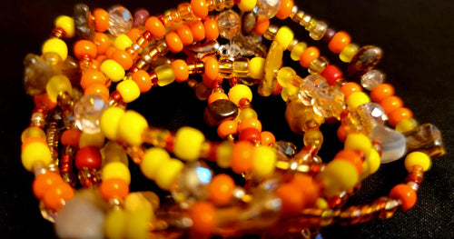 Waist Beads & Anklet Orange Yellow Tiger Eye Mookaite Jasper Hand Beaded