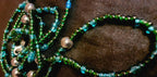 Waist Beads: Green, Aqua Blue, Dark Blue, Black Hand-Beaded