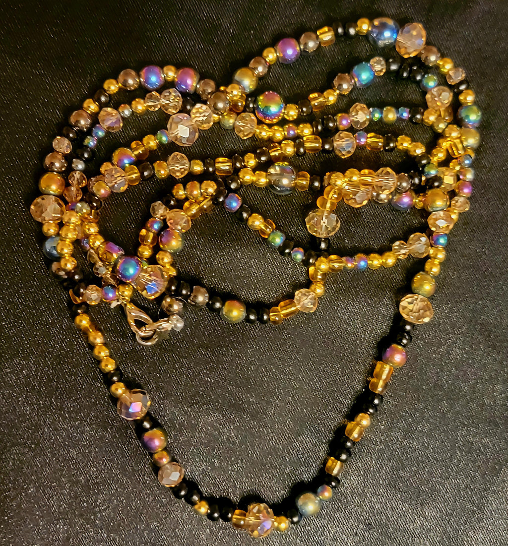 Waist Beads – Black Gold Crystal Galaxy