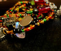 Waist Beads - Red Gold Green Black Handmade Charm