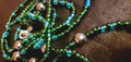 Waist Beads: Green, Aqua Blue, Dark Blue, Black Hand-Beaded