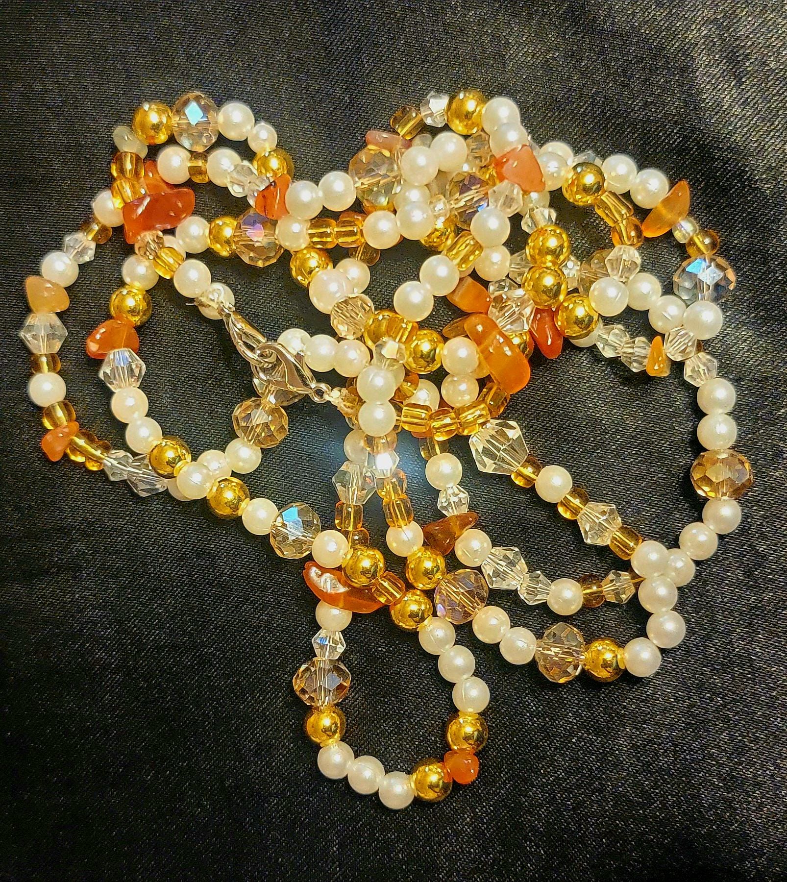 Waist Beads – Pearl, Gold, Crystal, Carnelian