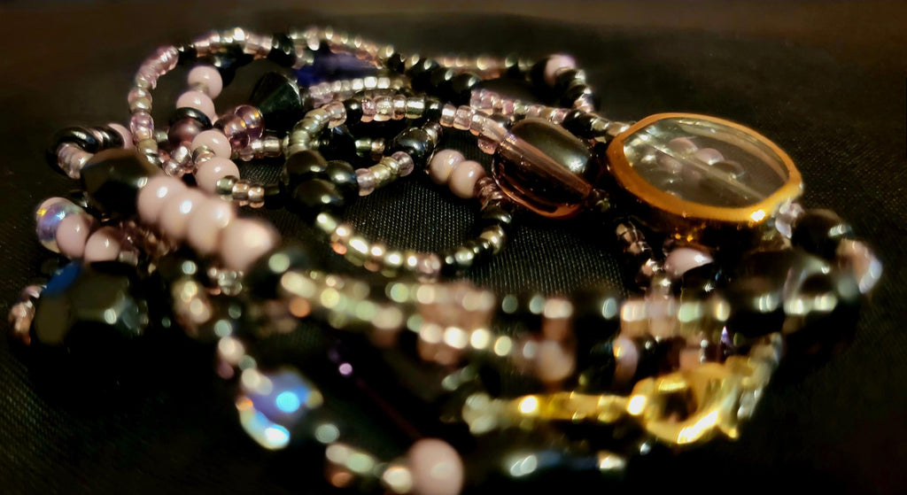 Waist Beads- Purple Black Clear