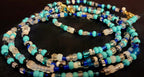 Waist Beads– Turquoise, White, Black, Blue Hand-Beaded