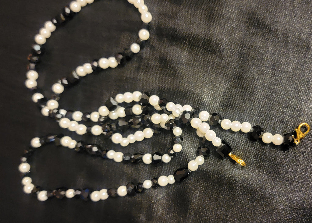 Waist Beads - Black Crystal & Pearl
