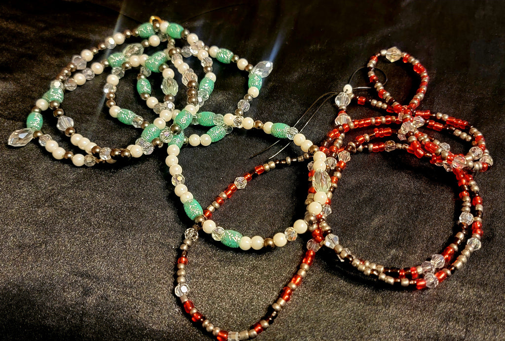 Waist Beads - Red & Green Duo