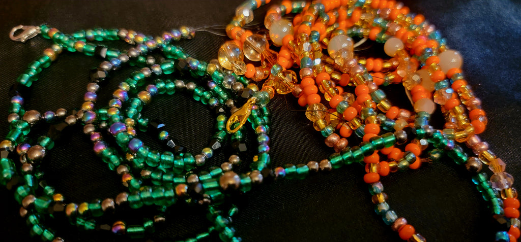 Waist Beads - Orange and Green Duo