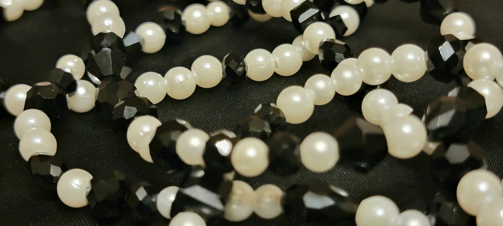 Waist Beads - Black Crystal & Pearl