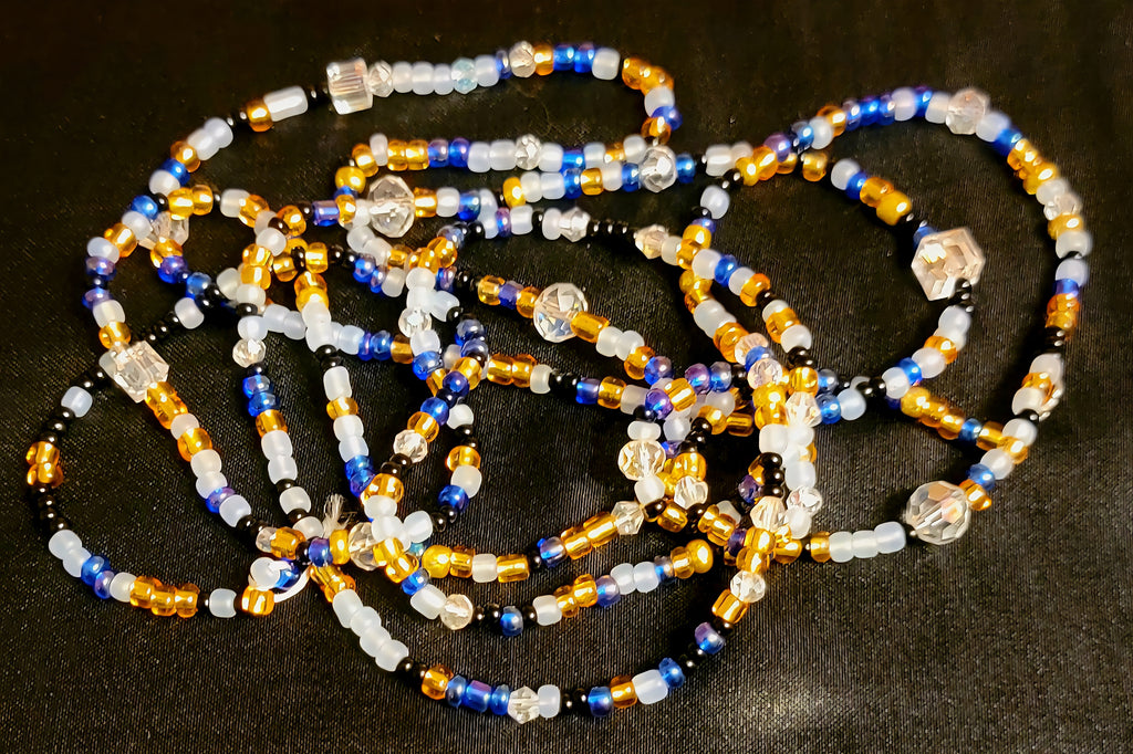 Waist Beads - Icy White, Blue, Gold, Crystal, & Black
