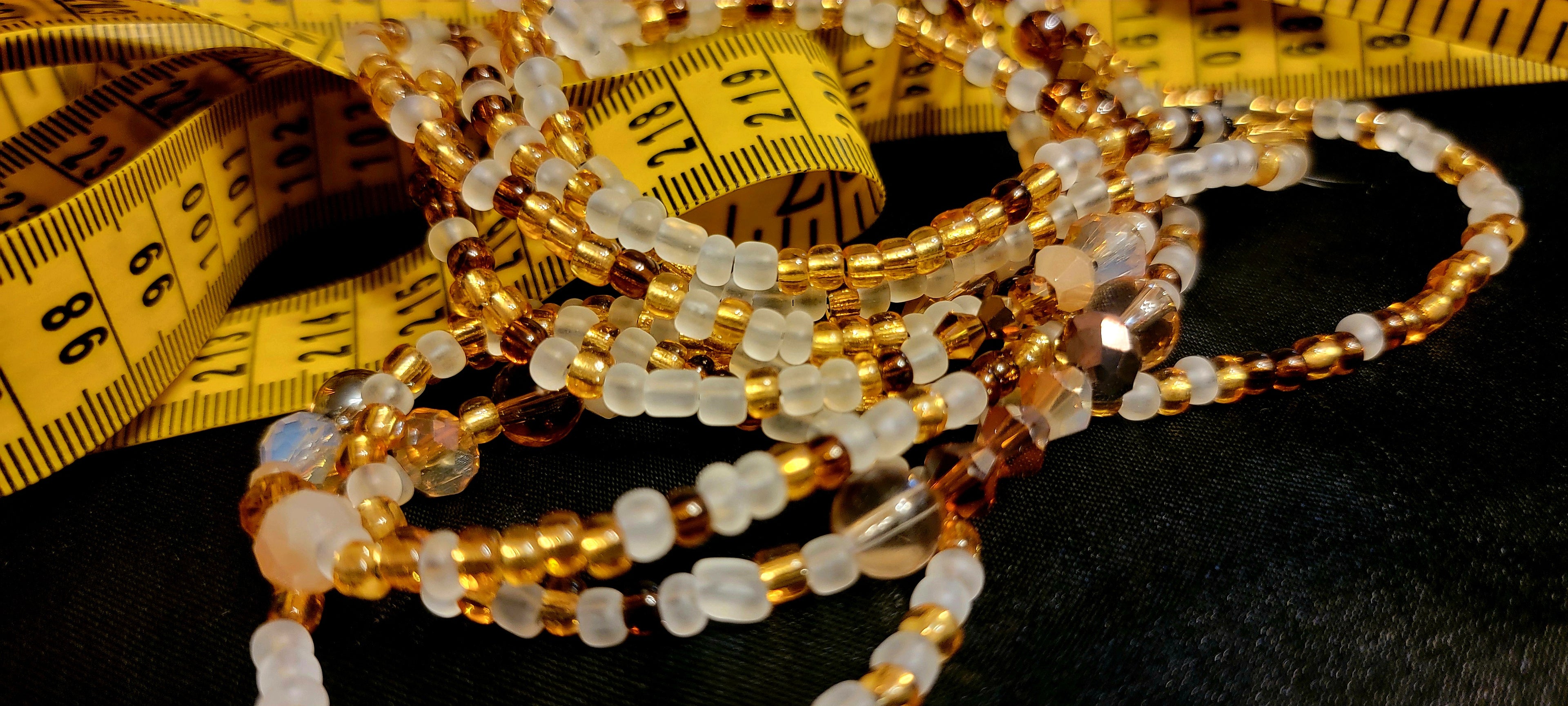 Waist Beads- Gold & Brown Crystals