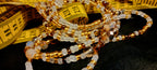 Waist Beads- Gold, Frost White, & Brown Crystal
