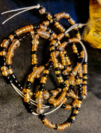 Waist Beads  - Gold Black & Crystal