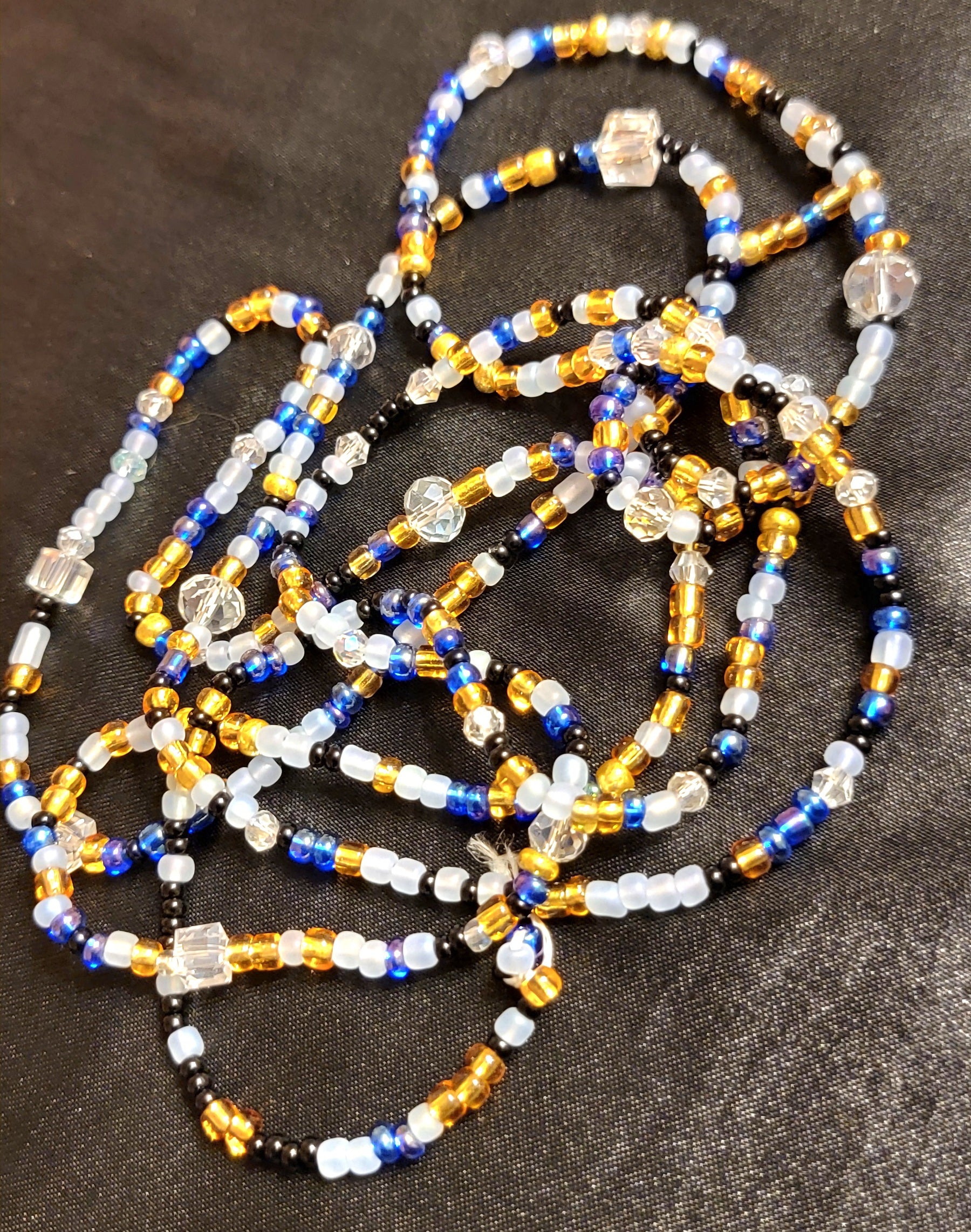 Waist Beads - Icy White, Blue, Gold, Crystal, & Black