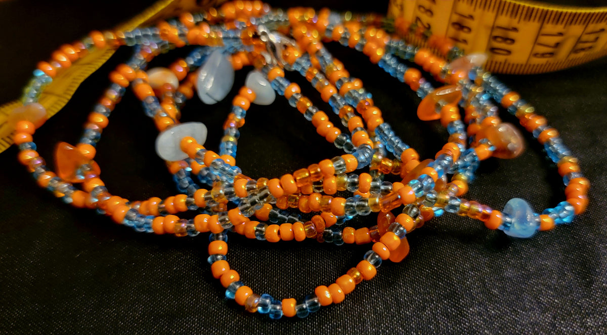 Waist Beads Carnelian X Aquamarine