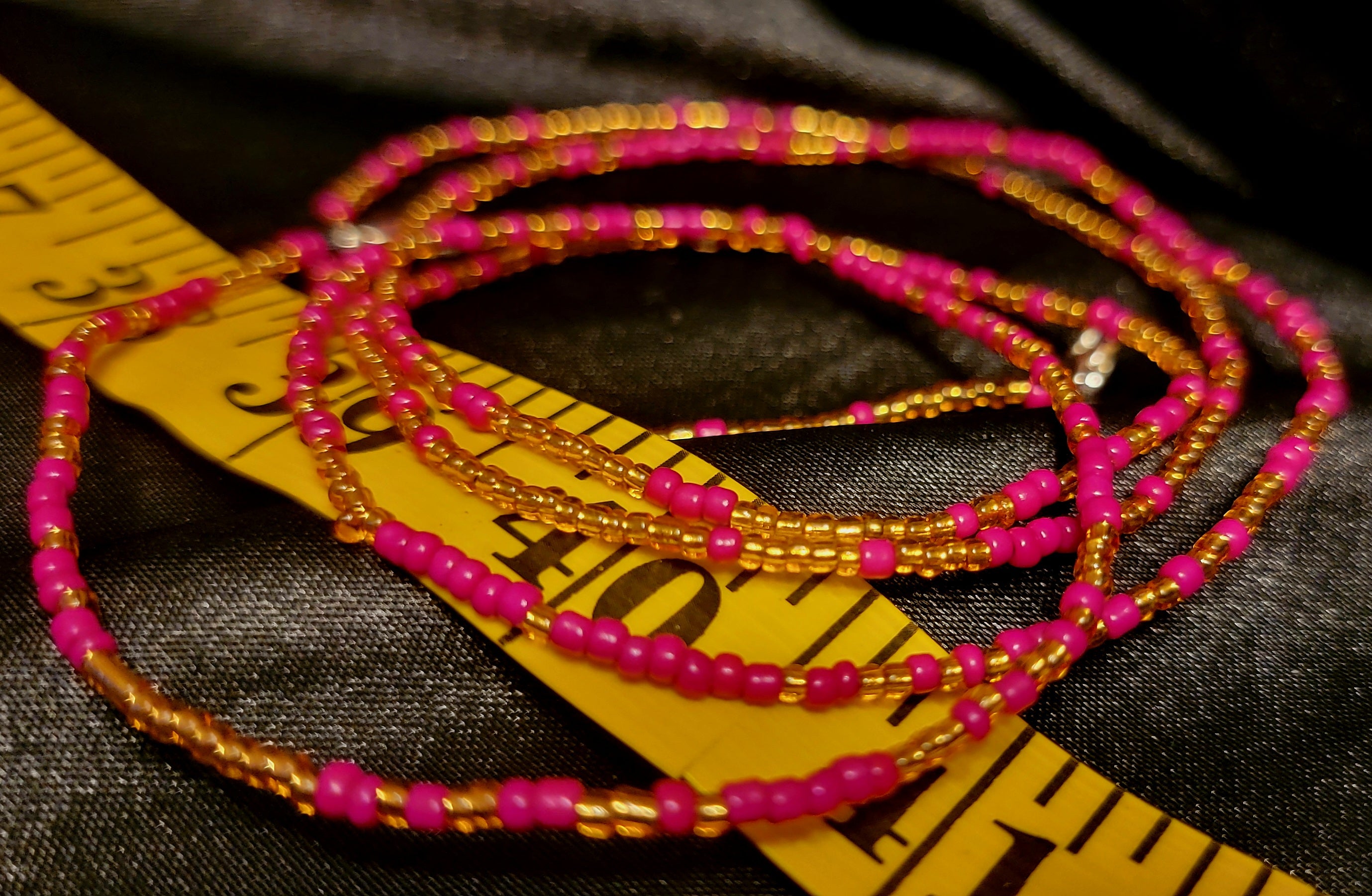 Waist Beads - Hot Pink & Gold