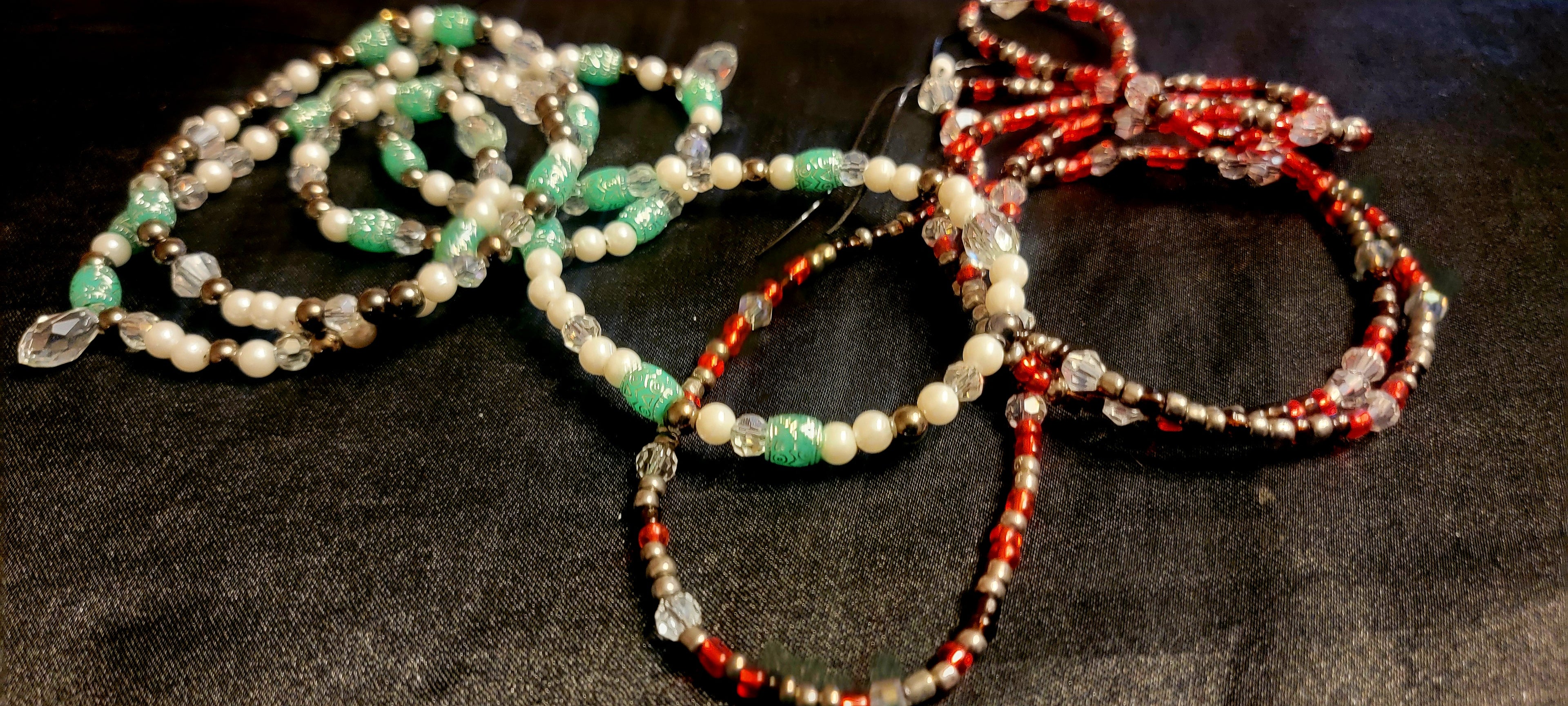 Waist Beads - Red & Green Duo