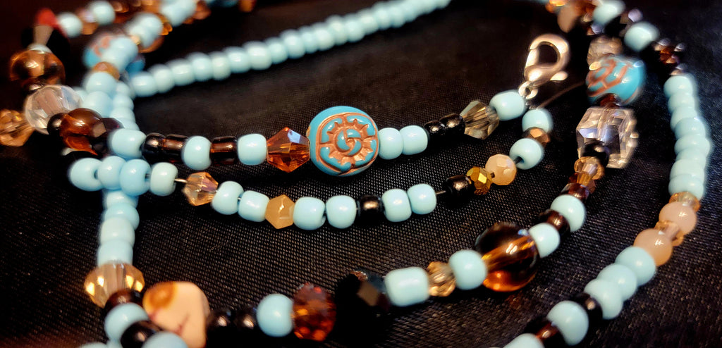 Waist Beads - Light Blue and Brown