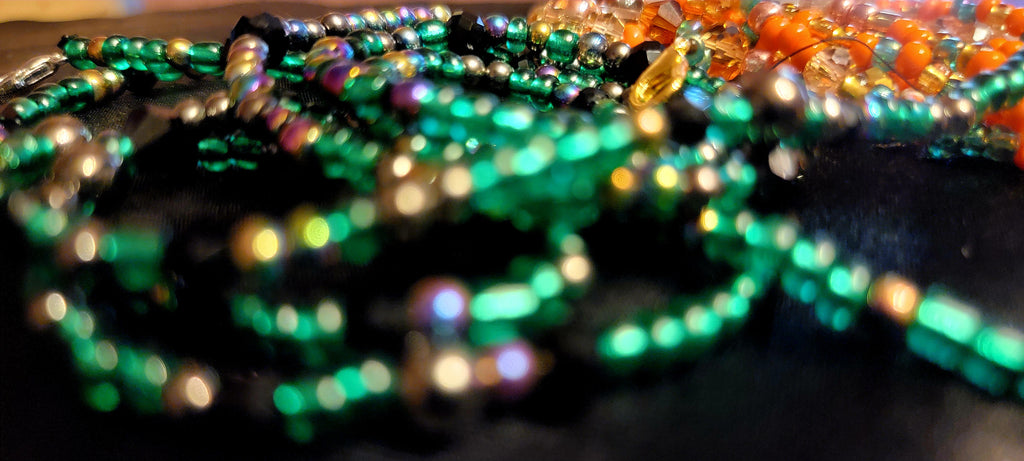 Waist Beads - Orange and Green Duo