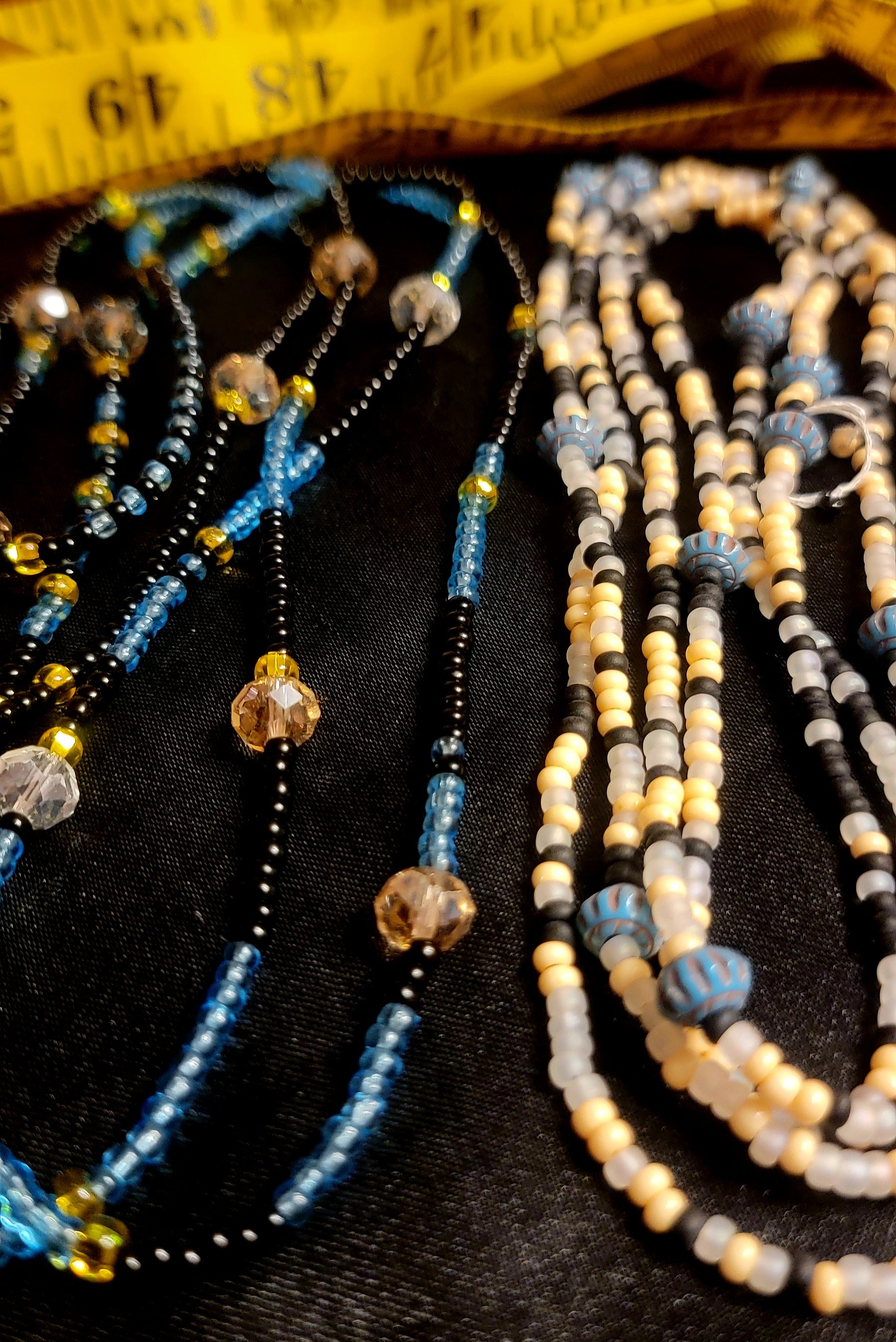 Waist Beads- Blue Black Yellow Duo