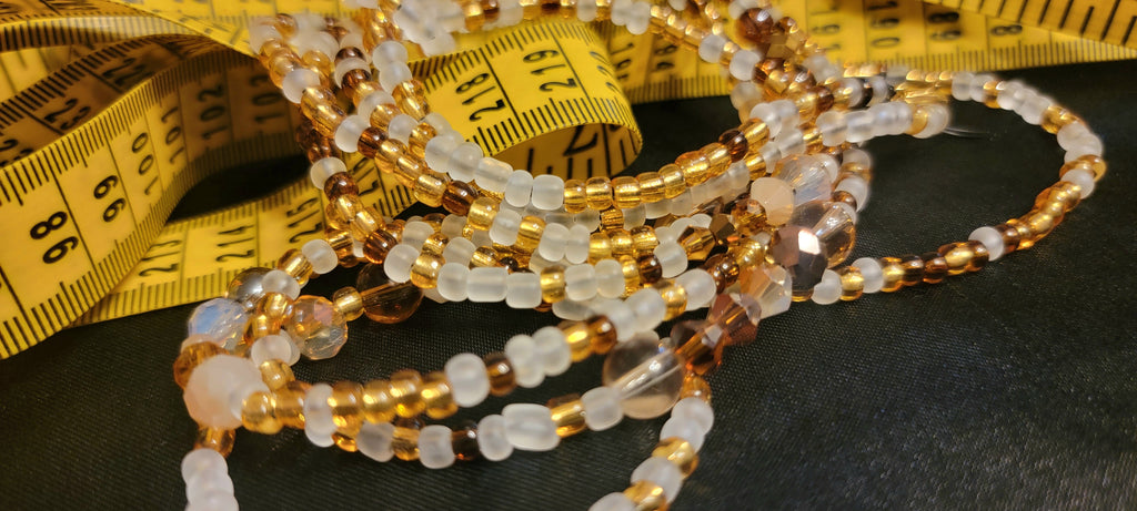 Waist Beads- Gold & Brown Crystals