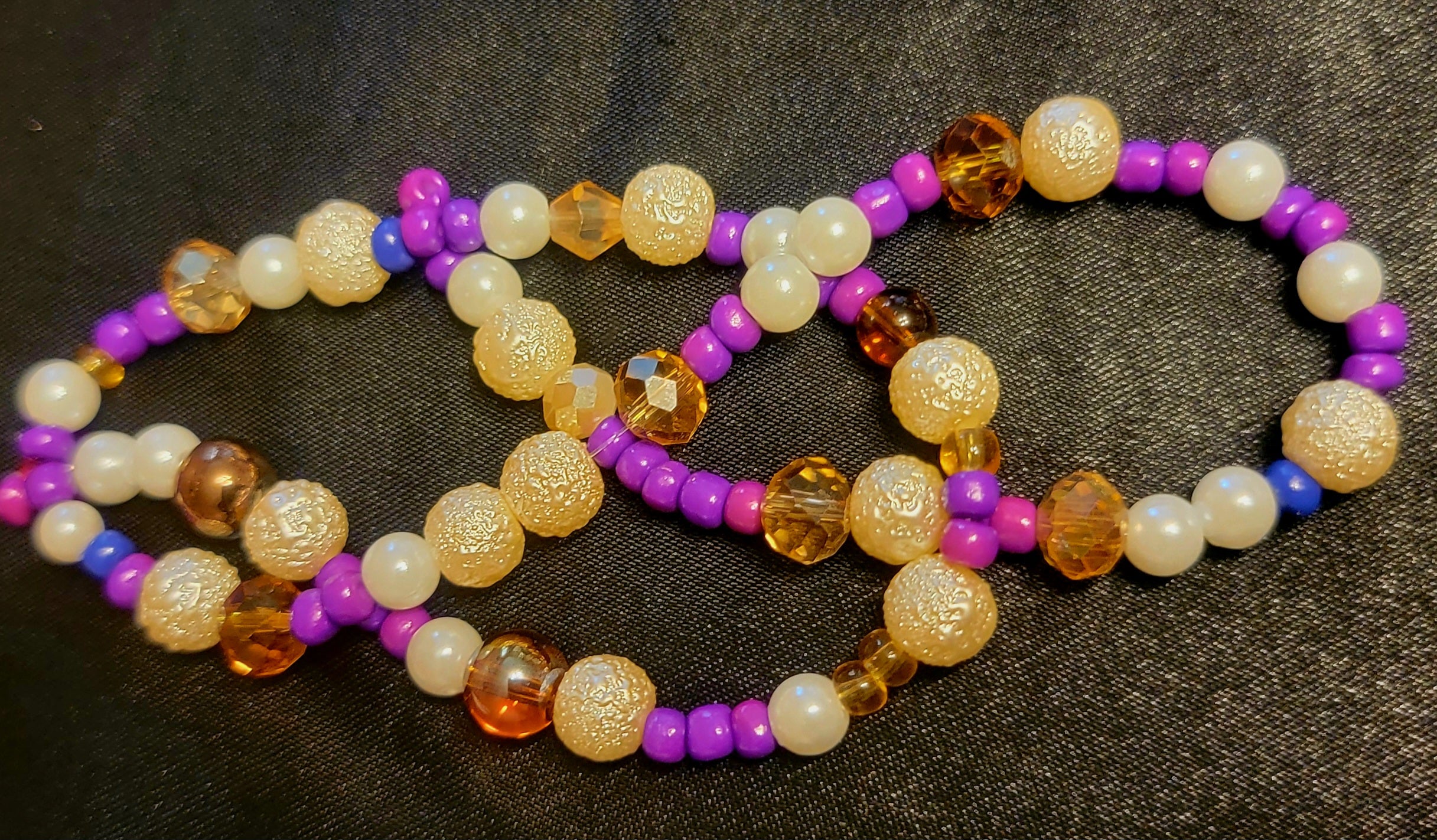Waist Beads - Hand Beaded Purple Crystal Pearl
