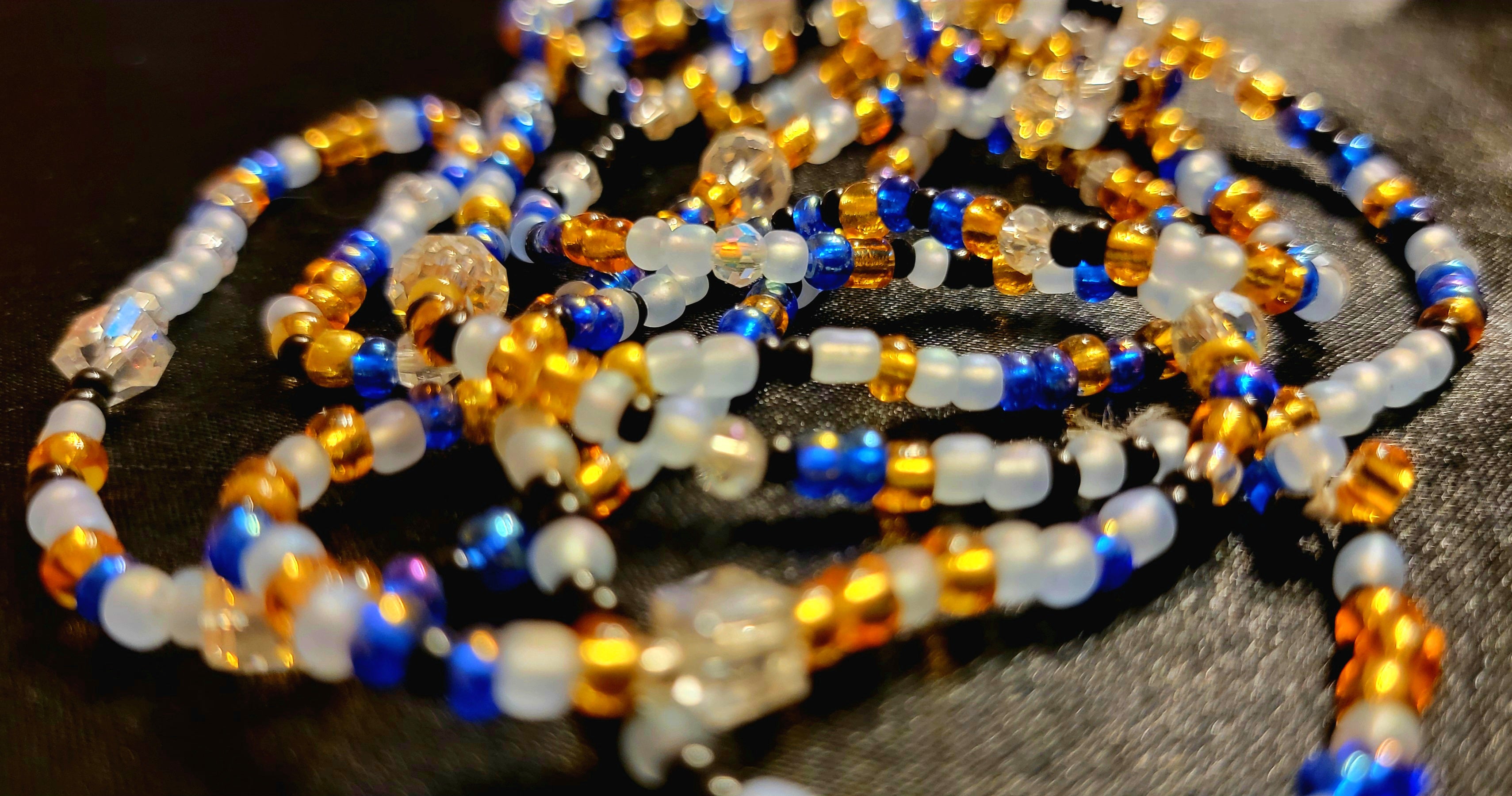 Waist Beads - Icy White, Blue, Gold, Crystal, & Black
