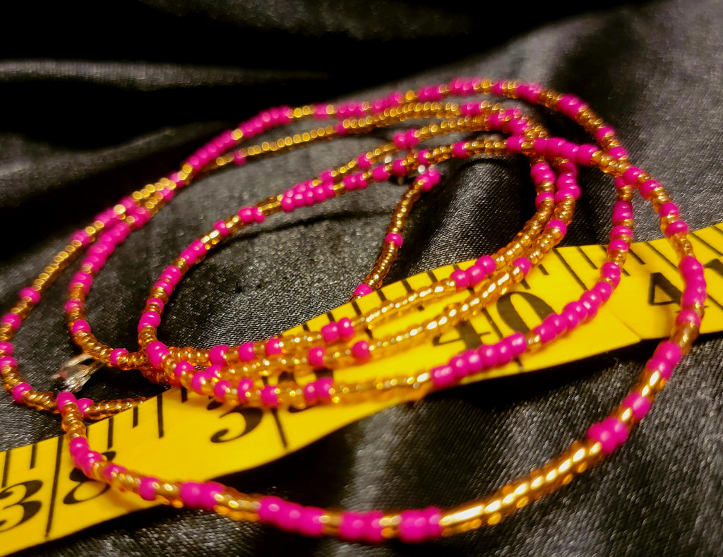 Waist Beads - Hot Pink & Gold