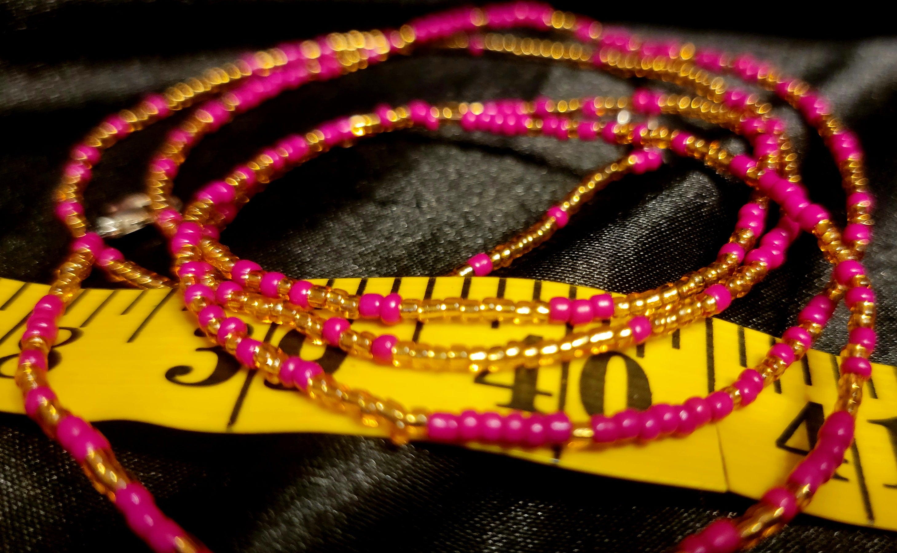 Waist Beads - Hot Pink & Gold