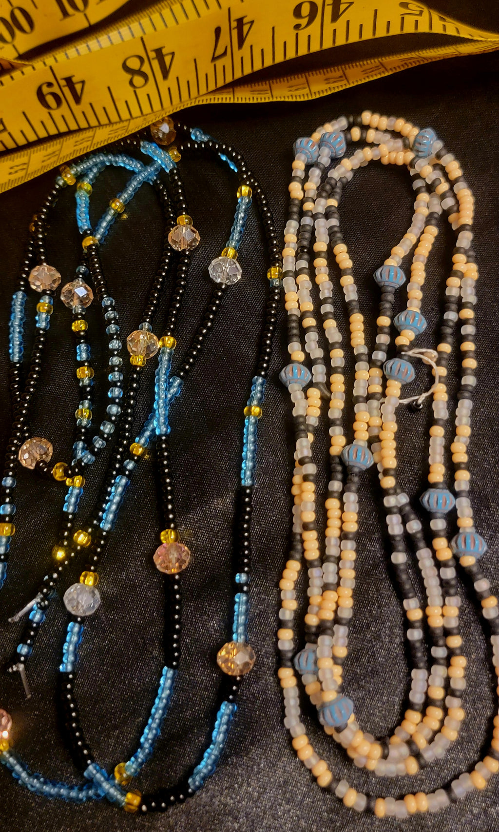 Waist Beads- Blue Black Yellow Duo