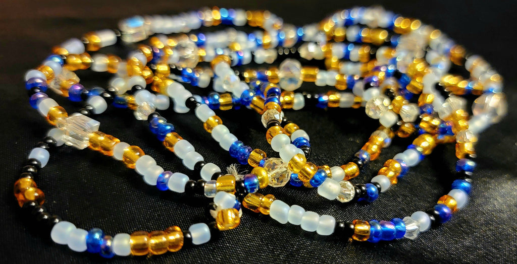 Waist Beads - Icy White, Blue, Gold, Crystal, & Black