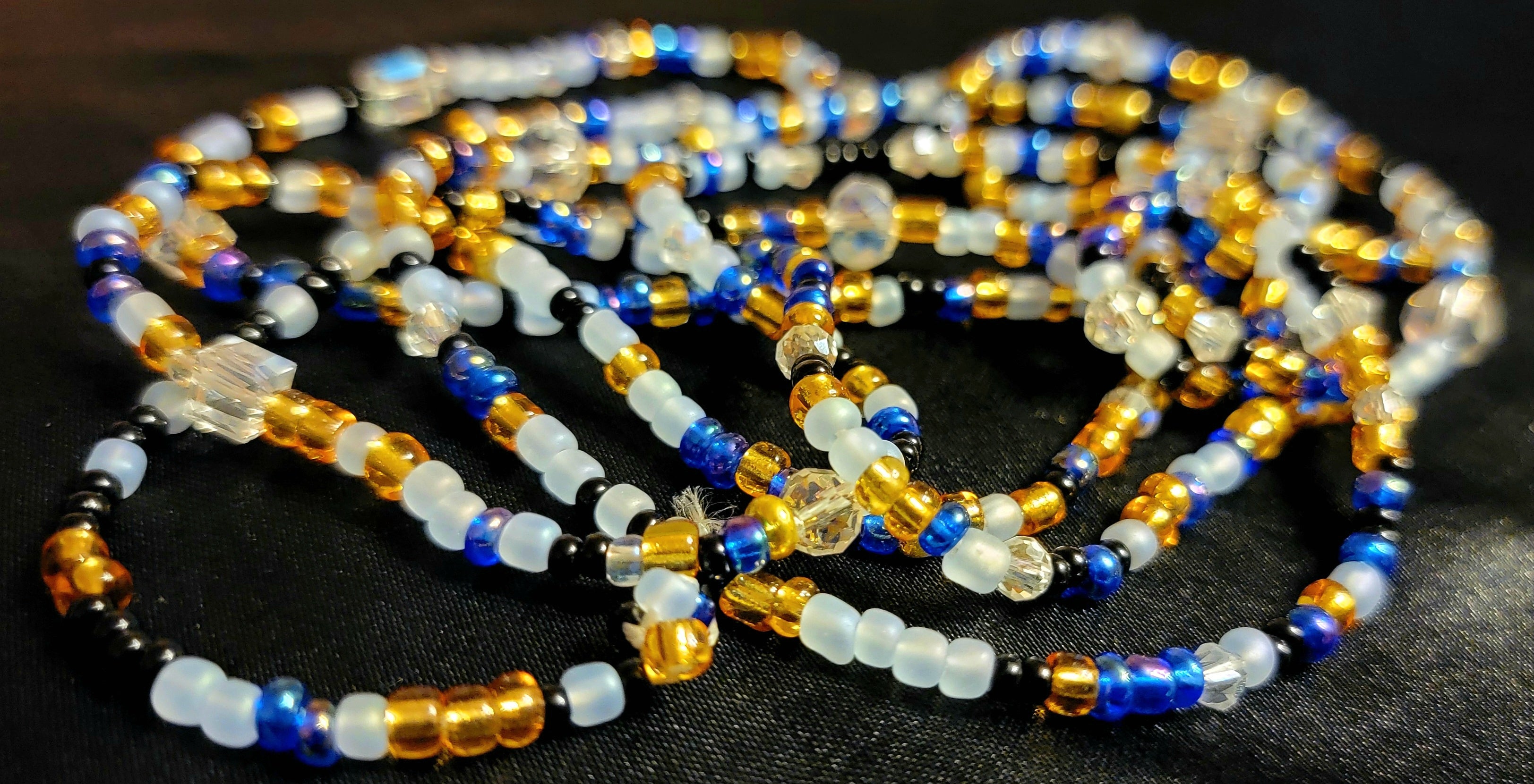Waist Beads - Icy White, Blue, Gold, Crystal, & Black
