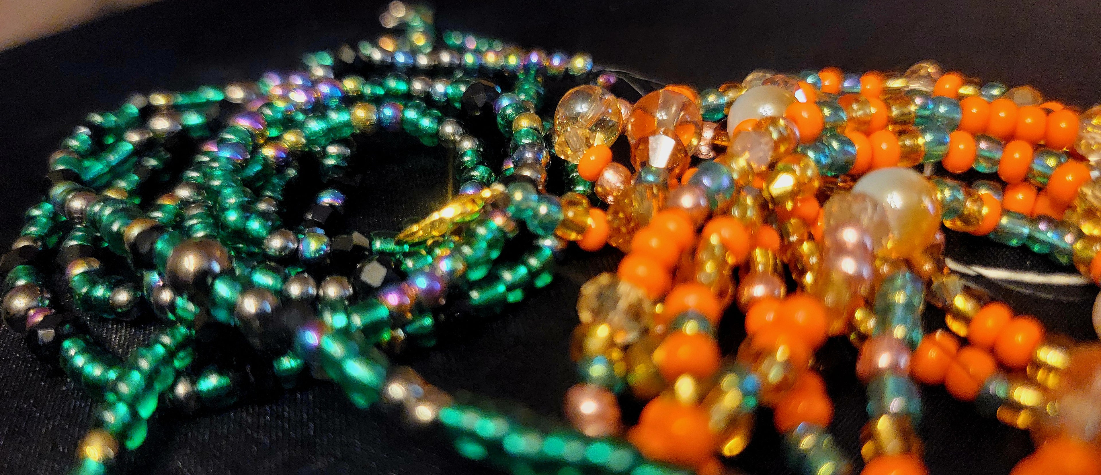 Waist Beads - Orange and Green Duo