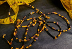 Waist Beads - Hand-Beaded Tortie with Tiger Eye stone chips
