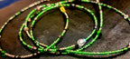 Waist Beads - Hand-Made Green Silver Black with Crystals