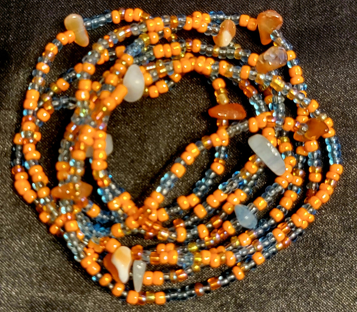 Waist Beads Carnelian X Aquamarine