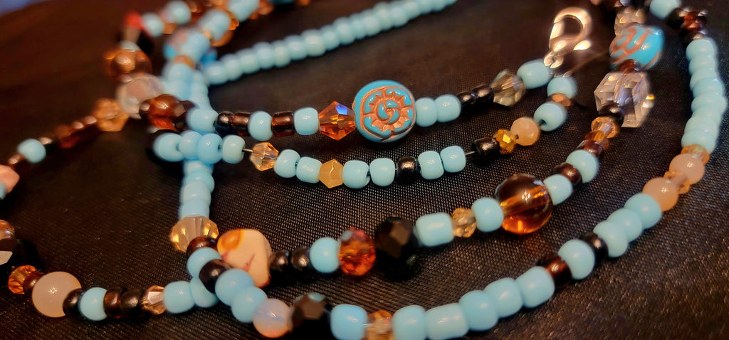 Waist Beads - Light Blue and Brown