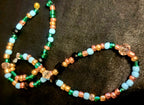 Waist beads - Green Black Crystal Blue Rose Gold