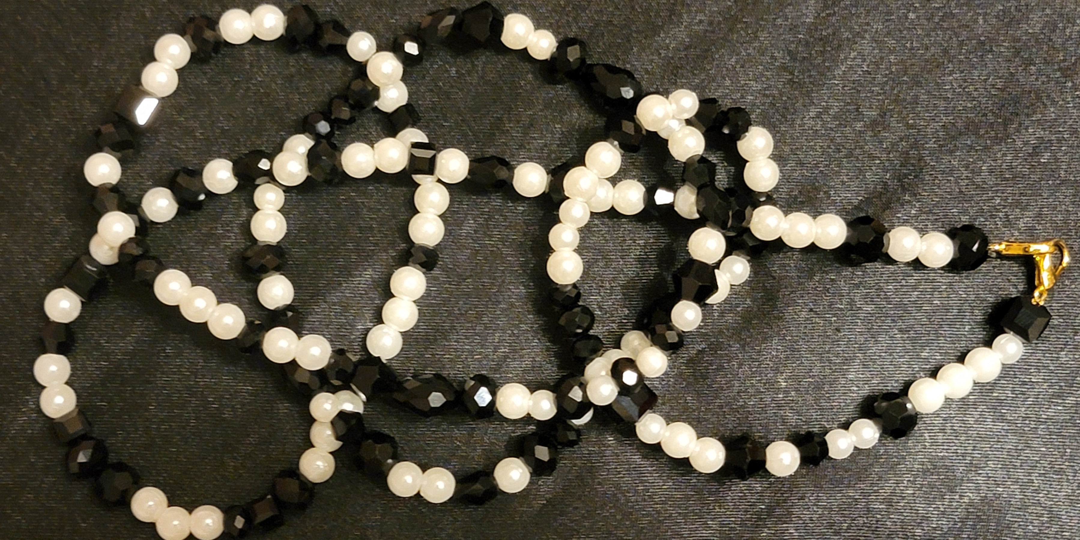 Waist Beads - Black Crystal & Pearl