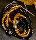 Black Gold & Crystal Accents Tie On Waist Beads