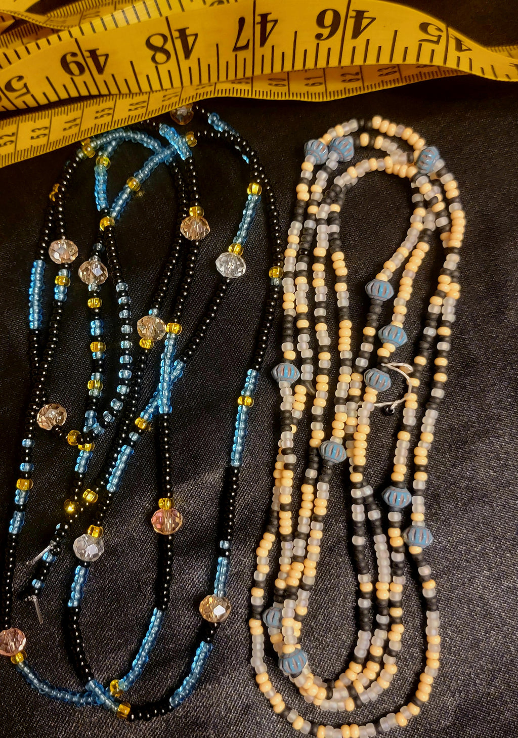 Waist Beads- Blue Black Yellow Duo