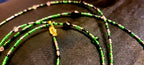 Waist Beads - Hand-Made Green Silver Black with Crystals