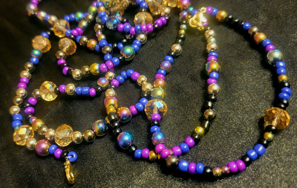 Waist beads - Galaxy inspired Hand-beaded with matching Anklet