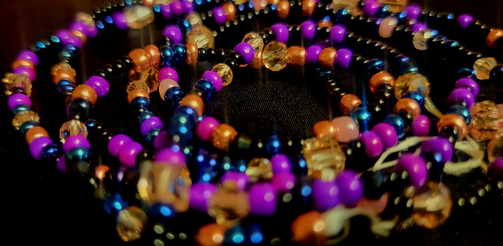 Waist Beads - Purple, Crystal, Rose Gold, & Black